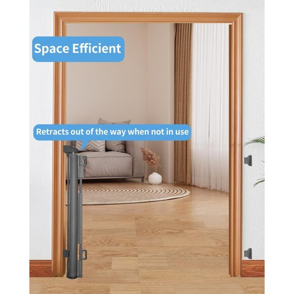 Retractable Baby pet Gate for Doorways and Stairs Indoor & Outdoor 33x71 easy - Picture 4 of 6